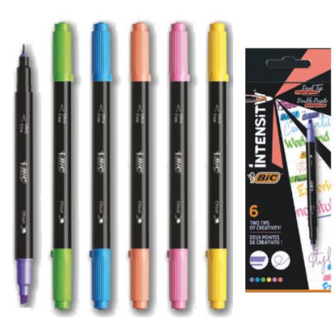 Cienkopisy/Zakreślacze Bic Intensity Dual Tip 0.4mm, 6 kolorów - 2
